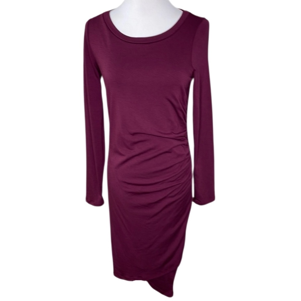 VICI Soft Wine Colored Long Sleeve Ruched Dress